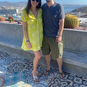 Yellow tie-dye mini dress